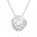 Circle intertwined with Pearl and Zirconia - 925 Sterling Silver Necklace With Stones A4S41220