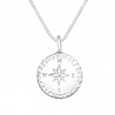Compass - 925 Sterling Silver Necklace with stones A4S41253