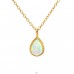 Golden Pear with Opal - 925 Sterling Silver Necklace With Stones A4S42091