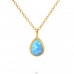 Golden Pear with Opal - 925 Sterling Silver Necklace With Stones A4S42091