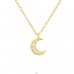 Golden Moon with Zirconia - 925 Sterling Silver Necklace With Stones A4S42097