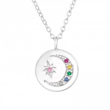 Luna Și Stea cu zirconiu multicolor - Argint 925 Coliere Bijuterii A4S43361