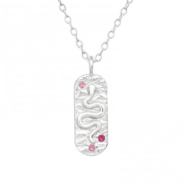 Snake - 925 Sterling Silver Necklace with stones A4S43365