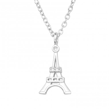 Eiffelturm - Sterling Silber 925 Schmuck Halsketten mit Steinen A4S43378