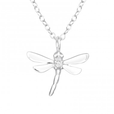 Fine Dragonfly - 925 Sterling Silver Necklace With Stones A4S43711