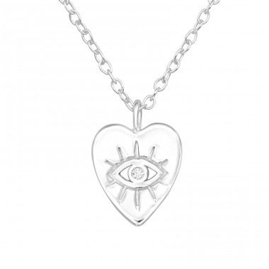 Oko w Sercu - Srebro Próby 925 Naszyjniki Zdobione Kamieniami A4S43733