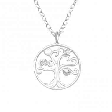 Tree Of Life - 925 Sterling Silver Necklace with stones A4S43772
