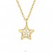 Golden star with Zirconia - 925 Sterling Silver Necklace With Stones A4S44055