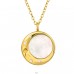 Gold Crescent Moon with natural stone - 925 Sterling Silver Necklace With Stones A4S44062