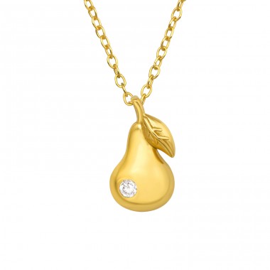 Golden Pear - 925 Sterling Silver Necklace With Stones A4S44066