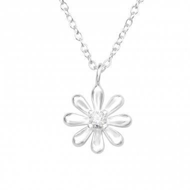 Flower - 925 Sterling Silver Necklace with stones A4S44088