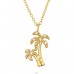 Golden Coconut Tree with zirconia - 925 Sterling Silver Necklace With Stones A4S44138