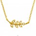 Golden Leaves - 925 Sterling Silver Necklace With Stones A4S44183