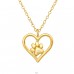 Heart And Paw Print - 925 Sterling Silver Necklace with stones A4S44686