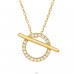 Golden Circle with bar - 925 Sterling Silver Necklace With Stones A4S44695