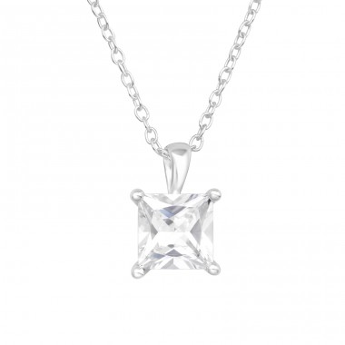 Square - 925 Sterling Silver Necklace with stones A4S44708
