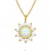 Flower with big Opal and Zirconias around - 925 Sterling Silver Necklace With Stones A4S44742