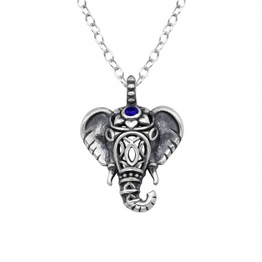 African elephant - 925 Sterling Silver Necklace With Stones A4S44874