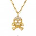 Golden Skull with zirconia - 925 Sterling Silver Necklace With Stones A4S44948