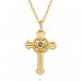 Golden Cross with Black diamond crystal - 925 Sterling Silver Necklace With Stones A4S45040