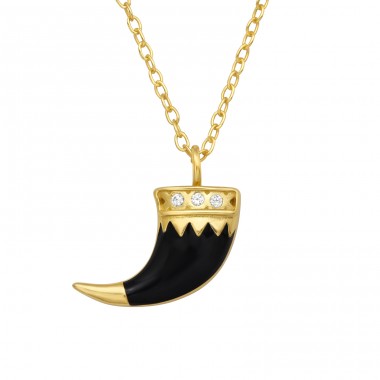 Golden Ivory with Zirconia - 925 Sterling Silver Necklace With Stones A4S45101