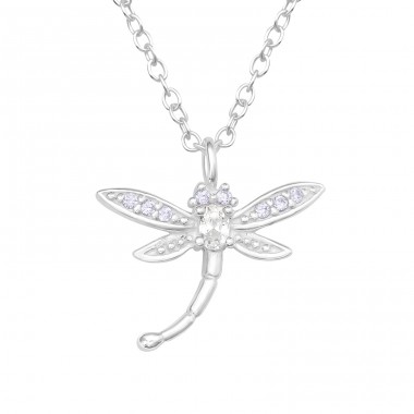 Dragonfly - 925 Sterling Silver Necklace with stones A4S45112