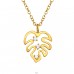 Golden Monster Leaf plant  - 925 Sterling Silver Necklace With Stones A4S45116