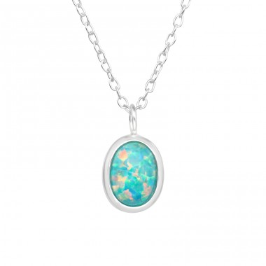 Oval - Silber 925 Halsketten mit Steinen A4S45165