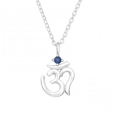 Om Symbol - 925 Sterling Silver Necklace With Stones A4S45244