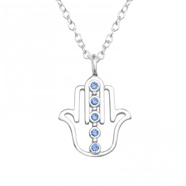 Hand of Fatima - 925 Sterling Silver Necklace With Stones A4S45306