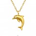 Golden Dolphin jumping - 925 Sterling Silver Necklace With Stones A4S45310