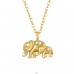 Golden Mom & Son Elephant - 925 Sterling Silver Necklace With Stones A4S45312