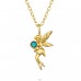 Golden fairy holding opal - 925 Sterling Silver Necklace With Stones A4S45592