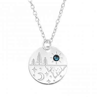 Nature landscape - 925 Sterling Silver Necklace With Stones A4S45606