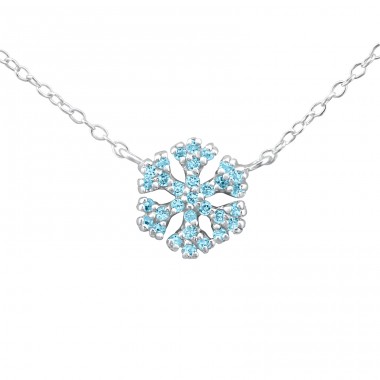 Snowflake - 925 Sterling Silver Necklace with stones A4S45612