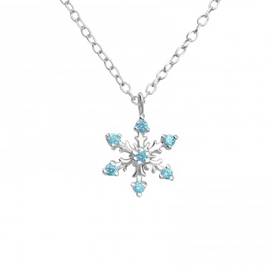 Snowflake - 925 Sterling Silver Necklace with stones A4S45615