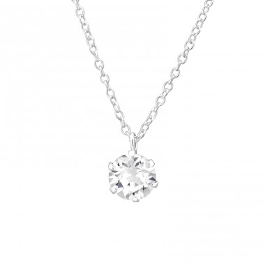 Round 6mm - 925 Sterling Silver Necklace with stones A4S45690