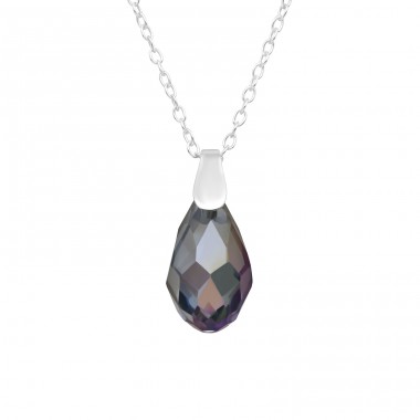 Crystal Teardrop - 925 Sterling Silver Necklace With Stones A4S45872