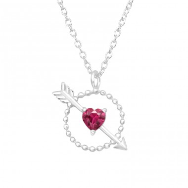 Heart And Arrow - 925 Sterling Silver Necklace With Stones A4S45993