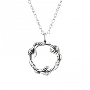 Leaf vintage - 925 Sterling Silver Necklace With Stones A4S45995