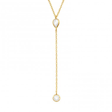 Geometric necklace with cubic zirconia - 925 Sterling Silver Necklace With Stones A4S46082
