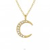 Golden Crescent Moon - 925 Sterling Silver Necklace With Stones A4S46216