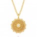 Golden Dotted Disc Necklace with Zirconia - 925 Sterling Silver Necklace With Stones A4S46228
