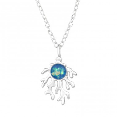Coral Reef with Opal - 925 Sterling Silver Necklace With Stones A4S46273
