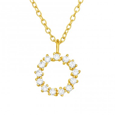Sparkling Round  - 925 Sterling Silver Necklace With Stones A4S46626