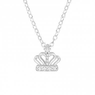 Crown with Zirconia  - 925 Sterling Silver Necklace With Stones A4S46691