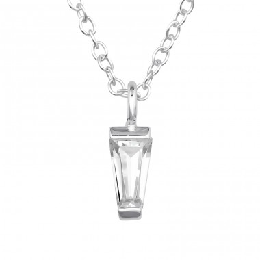 Tapered Baguette Zirconia - 925 Sterling Silver Necklace With Stones A4S46697