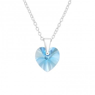 Blue Heart - 925 Sterling Silver Necklace With Stones A4S46729