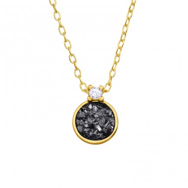 Goldene Runden - 925Er Silber Halskette Mit Steinen A4S46969