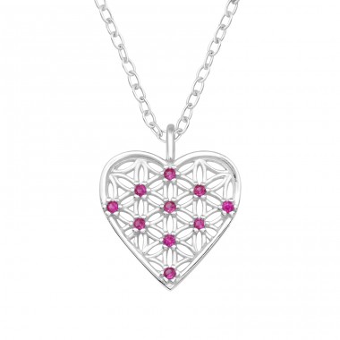 Srdce se zirkony - Šperkovní Stříbro 925 Náhrdelníky S Kameny A4S46996